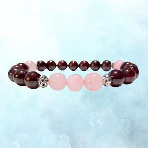 Rose Quartz & Garnet Stackable Bracelet: Hand-Crafted for Unconditional Love